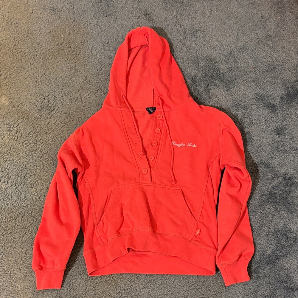 Dark Peach Hoodie with Button Detail